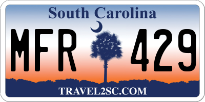 SC license plate MFR429