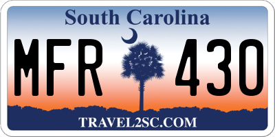 SC license plate MFR430