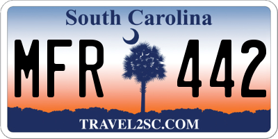 SC license plate MFR442