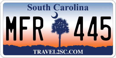 SC license plate MFR445
