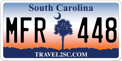 SC license plate MFR448