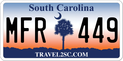 SC license plate MFR449