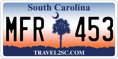 SC license plate MFR453
