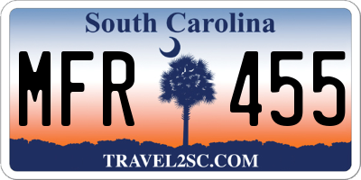 SC license plate MFR455