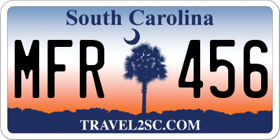 SC license plate MFR456