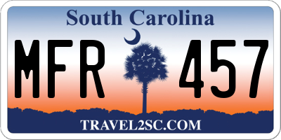 SC license plate MFR457