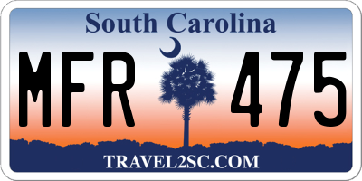 SC license plate MFR475