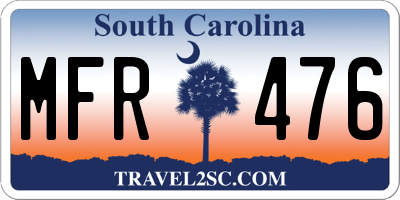 SC license plate MFR476