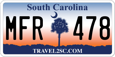 SC license plate MFR478