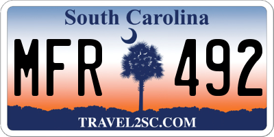 SC license plate MFR492