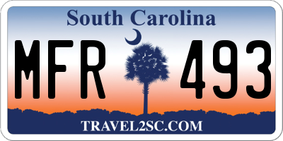 SC license plate MFR493