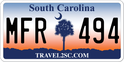 SC license plate MFR494