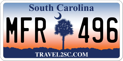 SC license plate MFR496