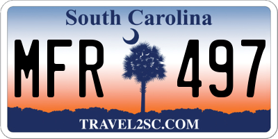 SC license plate MFR497