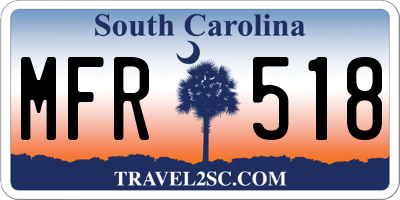 SC license plate MFR518