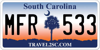 SC license plate MFR533