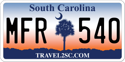 SC license plate MFR540