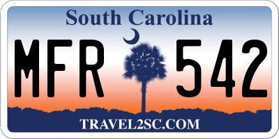SC license plate MFR542