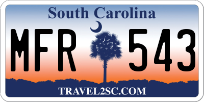 SC license plate MFR543
