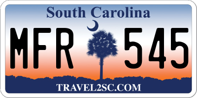 SC license plate MFR545