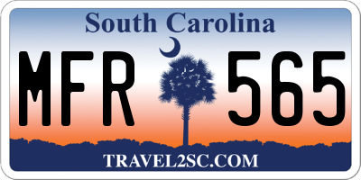SC license plate MFR565