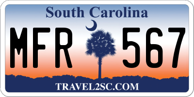 SC license plate MFR567