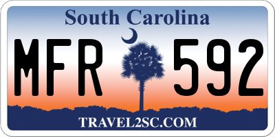 SC license plate MFR592