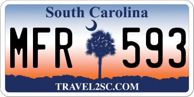 SC license plate MFR593