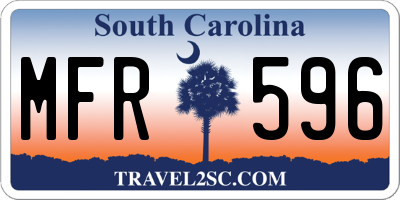 SC license plate MFR596