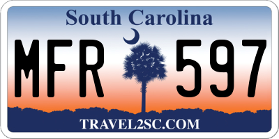 SC license plate MFR597