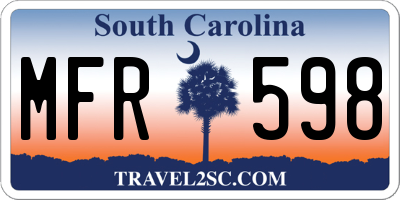 SC license plate MFR598