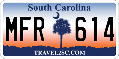 SC license plate MFR614