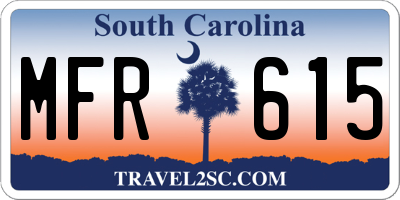 SC license plate MFR615