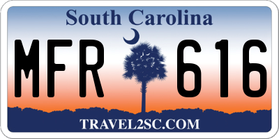 SC license plate MFR616