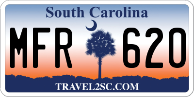 SC license plate MFR620