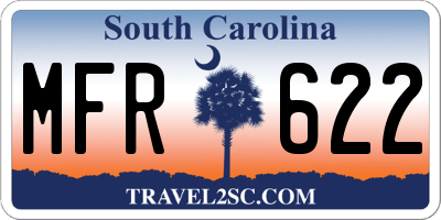 SC license plate MFR622