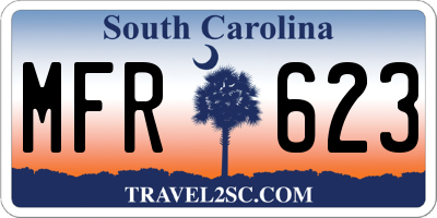 SC license plate MFR623