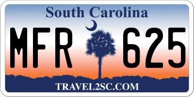 SC license plate MFR625