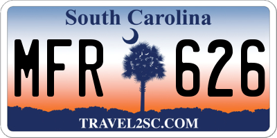 SC license plate MFR626