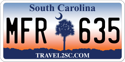 SC license plate MFR635