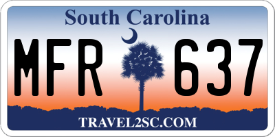 SC license plate MFR637