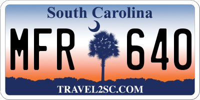 SC license plate MFR640