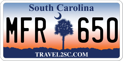 SC license plate MFR650