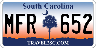 SC license plate MFR652