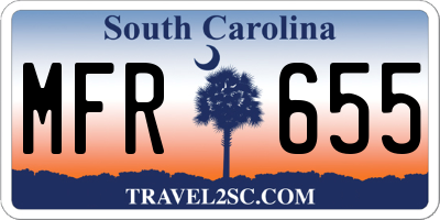 SC license plate MFR655