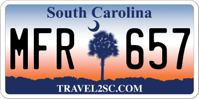 SC license plate MFR657