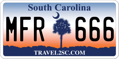 SC license plate MFR666