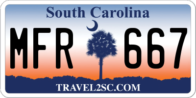 SC license plate MFR667