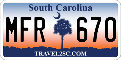 SC license plate MFR670