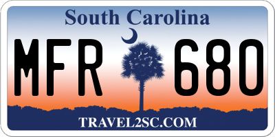 SC license plate MFR680